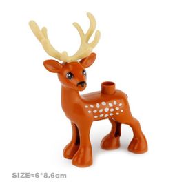 Blocs De Construction De Grande Taille Pour Chat,Chien,Cochon,Lapin,Accessoires De Modèle,Briques Compatibles,Ensemble D'animaux De Ferme,Assemblage,Jouets Éducatifs Pour Enfa - Type Male Sika Deer
