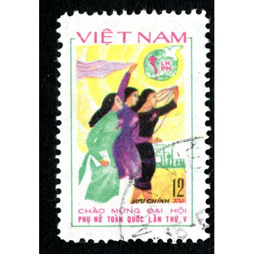 Timbre Oblitéré Viet Nam, Chao Mung Dai Hoi, 12 Xu