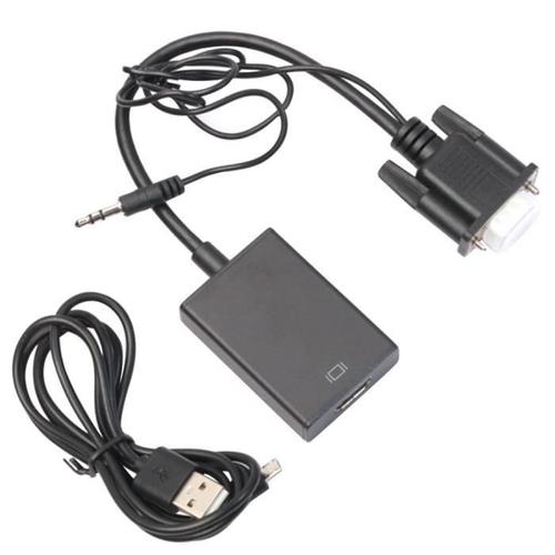 VGA Male Entrée vers HDMI Femelle Sortie audio TV AV Câble vidéo Adaptateur  Convertisseur