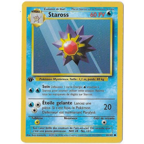 Staross 60 Pv 64/102 - Edition 1 - Pokémon Set De Base - Carte Française