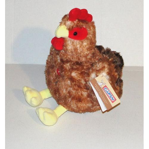 Poule Marron Noir Sonore Peluche Doudou La Cot Cot Gipsy 30 Cm