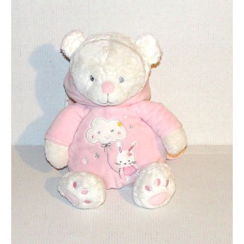 Doudou Ours Deguisé Lapin Rose Max & Sax Peluche Animaux Boule 26 Cm