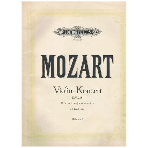 Mozart W.A. - Concerto Pour Violon Et Orchestre En Ré Majeur Kv 218 - Réduction Pour Violon Et Piano