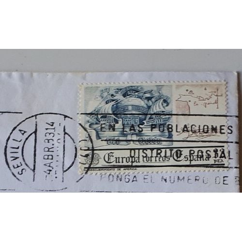 Timbre Espagne 33 Pesetas Découverte De L'amérique - Europa Correos Espana El Descubrimiento De America - Date De Sortie 3/08/1982 - Oblitéré À Séville Dans Les Années 80