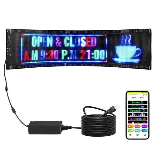 Enseigne Lumineuse Led - Vevor - Enseigne Lumineuse Led Programmable Panneau D¿Affichage Défilant 83,5x20cm,Pour Magasin,Publicité