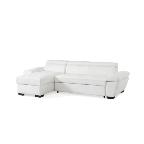 Canapé D'angle Convertible En Cuir Jonova - Blanc - Angle Gauche