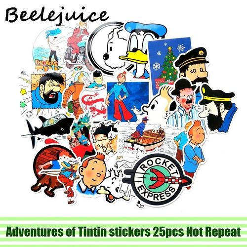 Autocollants Les Aventures De Tintin, 25 Pièces, Stickers De Personnages De Dessin Animé, Scrapbooking, Bricolage, Téléphone, Ordinateur Portable, Décorations Imperméables