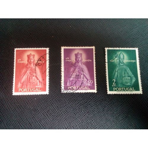 Timbre Portugal Yt 845 A 847 Fête De La Reine Santa Isabelle Et De Saint Théotone 1958 ( 040805 )