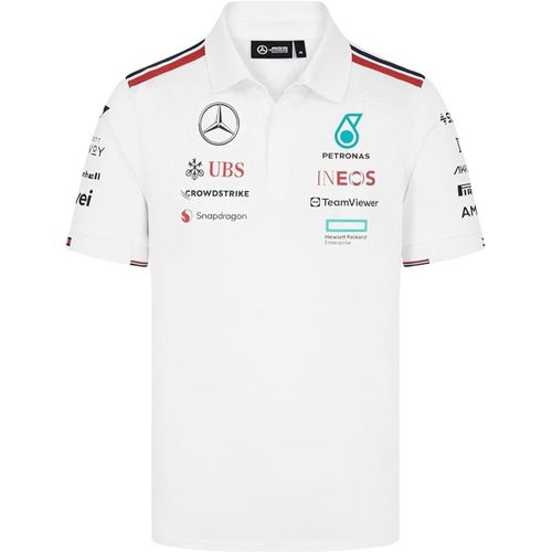 Polo Équipe Mercedes Amg Petronas Officiel Formule 1 Homme Blanc