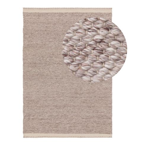 Tapis Poil Ras Fabriqué À Partir De Matériaux Recyclés Kiah Crème/Taupe 80x150 Cm - Tapis Poil Court Design Moderne Pour Salon