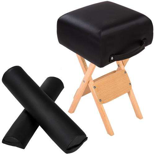 Tectake Set D'accessoires Pour Table De Massage Tabouret + Coussins De Positionnement Noir