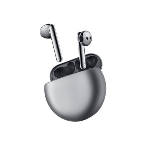 Huawei FreeBuds 4 - Écouteurs sans fil avec micro - intra-auriculaire - Bluetooth - Suppresseur de bruit actif - Argent givré