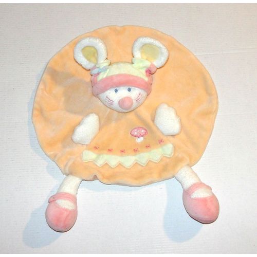 Doudou Lapin Jaune Blanc Kiabi Peluche Lapin Plat Marionnette