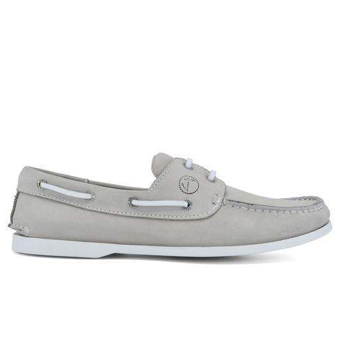 Chaussures Bateau Pour Seajure Unawatuna En Cuir Nubuck Gris Clair