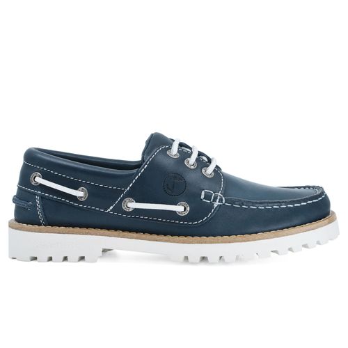 Chaussures Bateau Pour Seajure Sibang En Cuir Bleu Marine Et Blanc