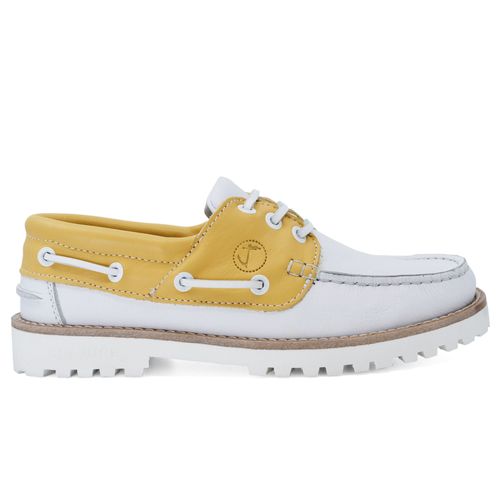 Chaussures Bateau Pour Seajure Quirimbas En Cuir Jaune Et Blanc