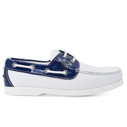 Chaussures Bateau Pour Seajure Ffryes En Cuir Bleu Marine Et Blanc