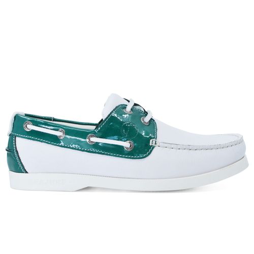 Chaussures Bateau Pour Seajure Gidaki En Cuir Vert Et Blanc
