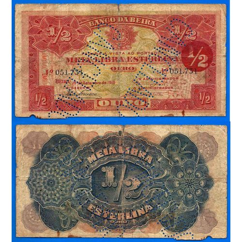 Mozambique 1/2 Libra Sterling 1919 Escudos Cancelado Livre Mocambique Libra Afrique Colonie Portugal