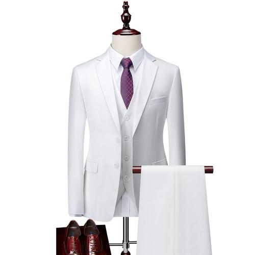 Costume Homme Uni 3 Pièces Grande Taille En Slim Fit Grande Vêtements Masculin Xhm538