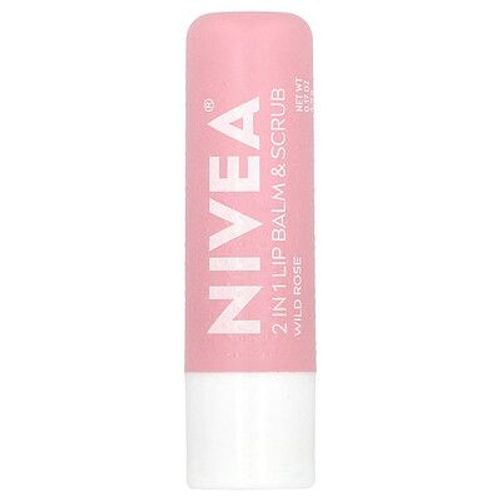 Nivea Gommage Et Baume À Lèvres 2-En-1, Rose Sauvage, 4,8 G 