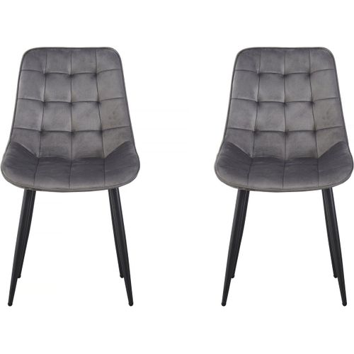 Lot De 2 Chaises "Victoria" En Velours - Gris