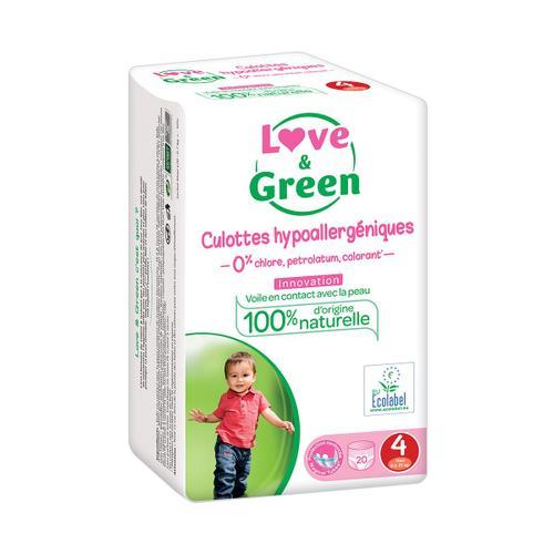 Love And Green ® 20 Couches Culottes Hypoallergéniques Écologiques - Taille 4 (8 À 15 Kg)