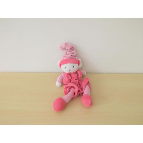 Doudou Souris Fille Rose Blanche Kimbaloo