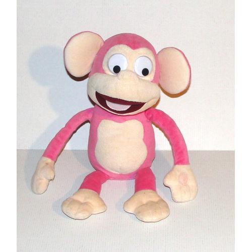 peluche singe rose fufris interactif sonore qui rigole imc toys - doudou  singe ouistiti rigolo
