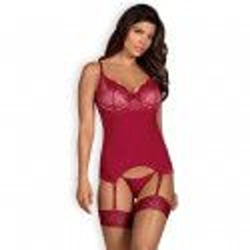 Nuisette & String Rosalyne Corset Obsessive Rouge