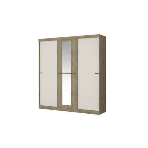 Armoire Didda Ii - 3 Portes Coulissantes - Avec Miroir - L205 Cm - Chêne Et Ivoire