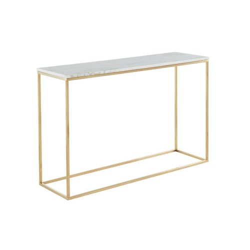 Console Design Aretha - Marbre Et Métal - Blanc Et Doré