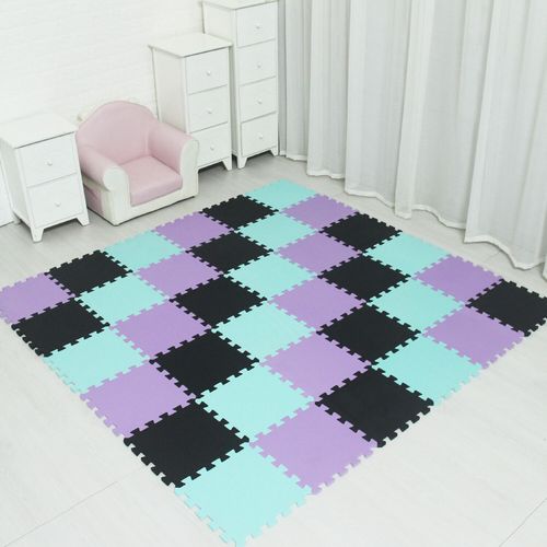Puzzle En Oligfoam Pour Bébé,Carreaux D'exercice Emboîtables Noirs Et Blancs,Tapis De Sol Et Lea Pour Enfant - Type Black Green Purple-8 Pieces