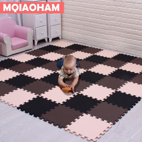 Ensemble De Coussinets De Sol En Mousse À Emboîtement Pour Enfants,Polymère Oligfoam,Multi-Couleurs,Puzzle Pour Bébé Jouant,Carrelage De Maison,18 Pièces - Type Black Coffee Beige-18 Pieces