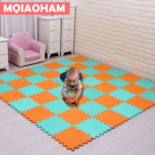 Ensemble De Coussinets De Sol En Mousse À Emboîtement Pour Enfants,Polymère Oligfoam,Multi-Couleurs,Puzzle Pour Bébé Jouant,Carrelage De Maison,18 Pièces - Type Orange Green-24 Pieces