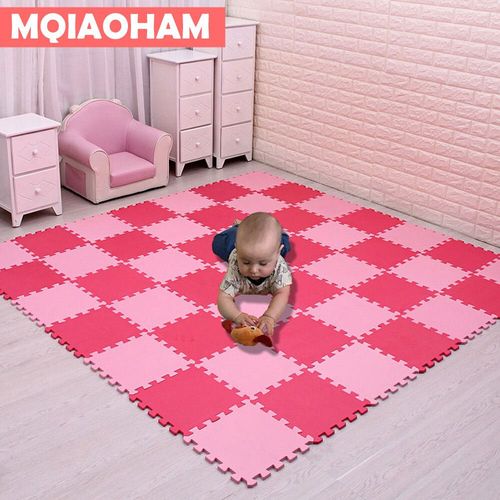 Ensemble De Coussinets De Sol En Mousse À Emboîtement Pour Enfants,Polymère Oligfoam,Multi-Couleurs,Puzzle Pour Bébé Jouant,Carrelage De Maison,18 Pièces - Type Pink Rose-18 Pieces