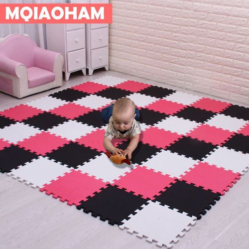 Ensemble De Coussinets De Sol En Mousse À Emboîtement Pour Enfants,Polymère Oligfoam,Multi-Couleurs,Puzzle Pour Bébé Jouant,Carrelage De Maison,18 Pièces - Type White Black Rose-24 Pieces