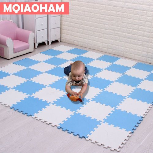 Ensemble De Coussinets De Sol En Mousse À Emboîtement Pour Enfants,Polymère Oligfoam,Multi-Couleurs,Puzzle Pour Bébé Jouant,Carrelage De Maison,18 Pièces - Type White Blue-24 Pieces