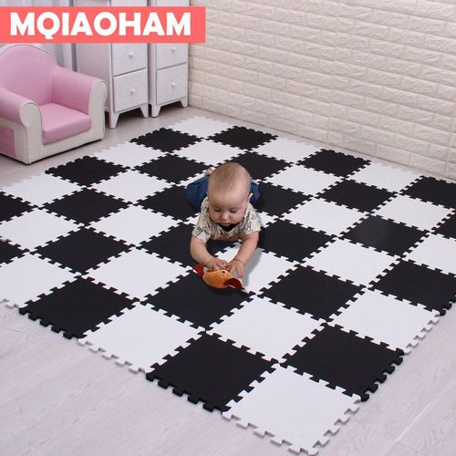 Ensemble De Coussinets De Sol En Mousse À Emboîtement Pour Enfants,Polymère Oligfoam,Multi-Couleurs,Puzzle Pour Bébé Jouant,Carrelage De Maison,18 Pièces - Type White Black-18 Pieces