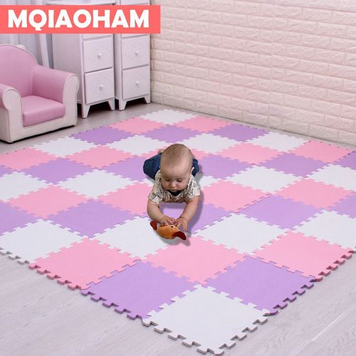 Ensemble De Coussinets De Sol En Mousse À Emboîtement Pour Enfants,Polymère Oligfoam,Multi-Couleurs,Puzzle Pour Bébé Jouant,Carrelage De Maison,18 Pièces - Type White Pink Purple-18 Pieces