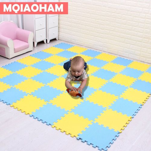Ensemble De Coussinets De Sol En Mousse À Emboîtement Pour Enfants,Polymère Oligfoam,Multi-Couleurs,Puzzle Pour Bébé Jouant,Carrelage De Maison,18 Pièces - Type Yellow Blue-24 Pieces
