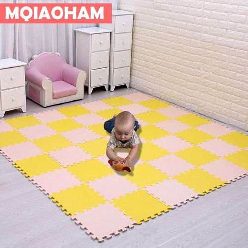 Ensemble De Coussinets De Sol En Mousse À Emboîtement Pour Enfants,Polymère Oligfoam,Multi-Couleurs,Puzzle Pour Bébé Jouant,Carrelage De Maison,18 Pièces - Type Yellow Beige-24 Pieces