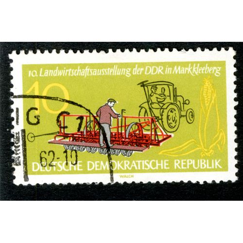 Timbre Oblitéré Deutsche Demokratische Republik, 10, Landwirtschaftsausstellung Der Ddr In Markkleeberg