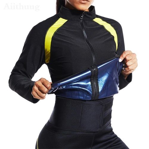Aiicanadian Dpsauna Veste Pour Femme,Survêtements,Perte De Poids,Gym,Entraînement,Manches Sulf,Top Shaper Avec Fermeture Éclair