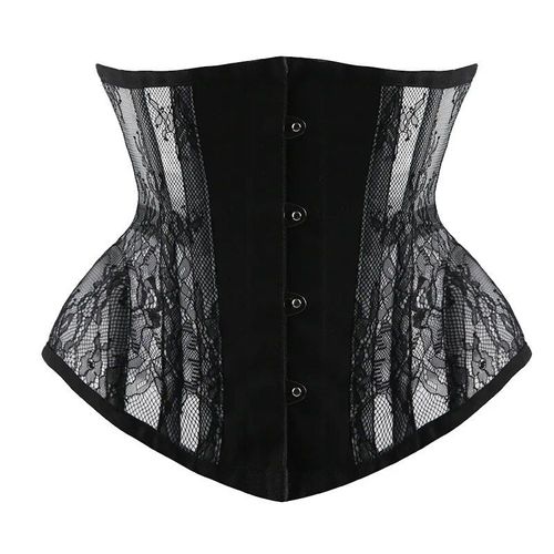Burvogue-Bustier Gothique En Dentelle Pour Entraînement De La Taille,Corset Court À 14 Bustes En Acier Désossé