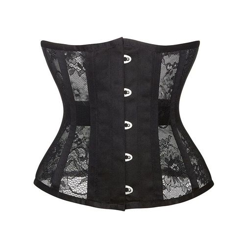 Burvogue-Bustier Gothique En Dentelle Pour Entraînement De La Taille,Corset Court À 14 Bustes En Acier Désossé