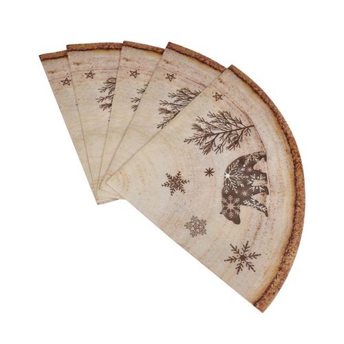 Lot De 12 Serviettes En Papier "Animal" 32cm Naturel