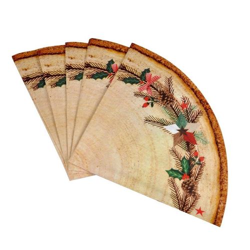 Lot De 12 Serviettes En Papier "Couronne" 32cm Naturel