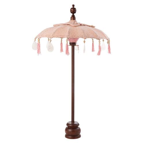 Paris Prix - Parasol Déco "Pompons & Coquillages" 57cm Saumon