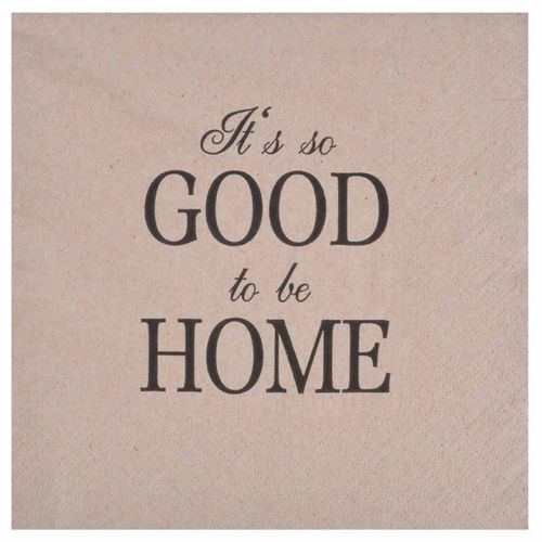 Paris Prix - Lot De 20 Serviettes En Papier "Home" 33x33cm Naturel